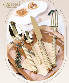 Maison Couture - Set Dao Muỗng Nĩa 4 Món H Class Soleil Pillar Monolith Prestige Dinner Cutlery Set 4pcs-CẬU HAI HOME DECOR