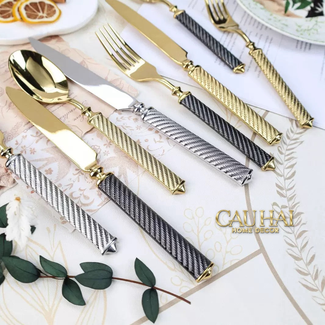 Maison Couture - Set Dao Muỗng Nĩa 4 Món H Class Soleil Pillar Monolith Prestige Dinner Cutlery Set 4pcs-CẬU HAI HOME DECOR
