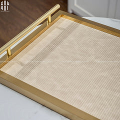 Maison Couture - Set Khay Hộp Giấy Gỗ Sồi Da Cao Cấp Héritage Bamboo 3Pcs 30x40 - Dolce Latte-CẬU HAI HOME DECOR