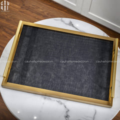 Maison Couture - Set Khay Hộp Giấy Gỗ Sồi Da Cao Cấp - Luxe Oakwood Birkin Noire Vanities 3Pcs 30x40-CẬU HAI HOME DECOR