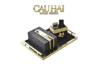 Maison Couture - Set Khay Hộp Giấy Gỗ Sồi Da Cao Cấp - Luxe Oakwood Birkin Noire Vanities 3Pcs 30x40-CẬU HAI HOME DECOR