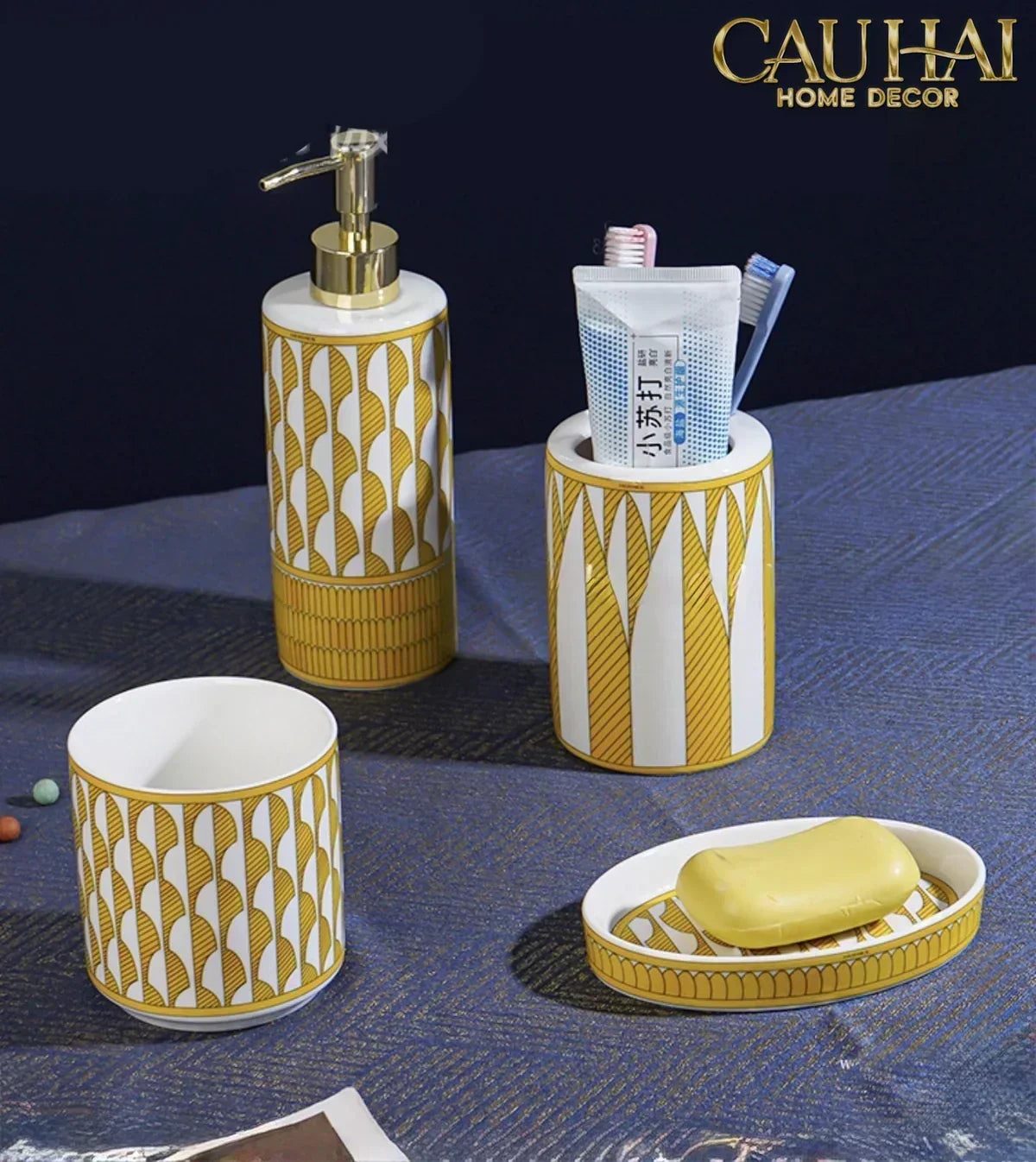 Maison Couture - Set Nhà Tắm 5 Món "Dây Cương Kỵ Sĩ H Class Tressé Harnais Équestre Bathroom Vanities-PHỤ KIỆN NHÀ TẮM-CẬU HAI HOME DECOR-CẬU HAI HOME DECOR