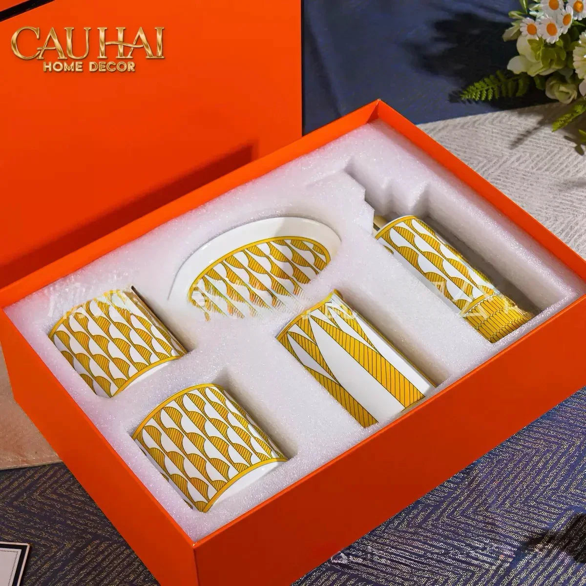 Maison Couture - Set Nhà Tắm 5 Món "Dây Cương Kỵ Sĩ H Class Tressé Harnais Équestre Bathroom Vanities-CẬU HAI HOME DECOR