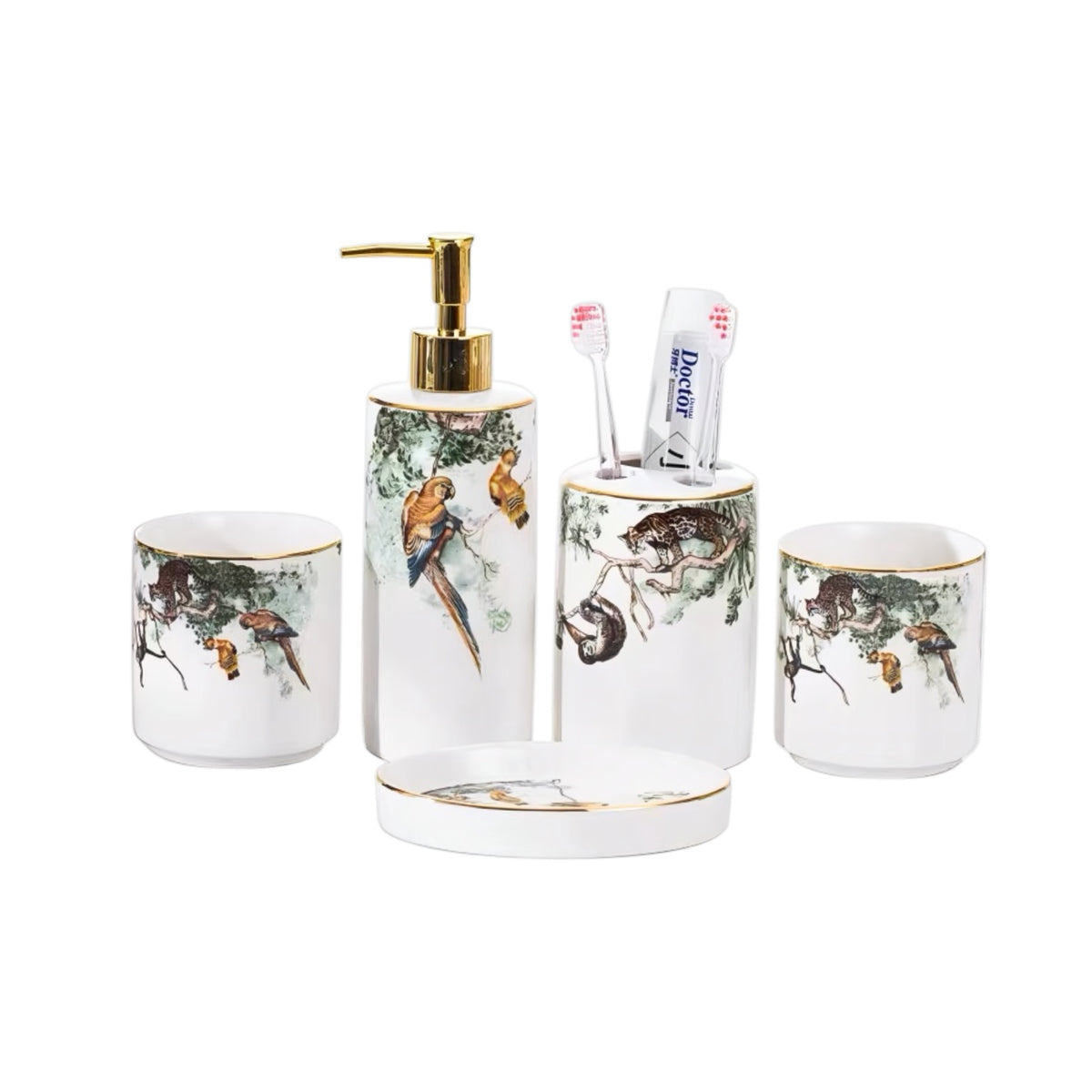 Maison Couture - Set Nhà Tắm Gốm Sứ Jardin Sauvage D'Or 5pcs-Set nhà tắm bathroom vanities-CẬU HAI HOME DECOR-CẬU HAI HOME DECOR