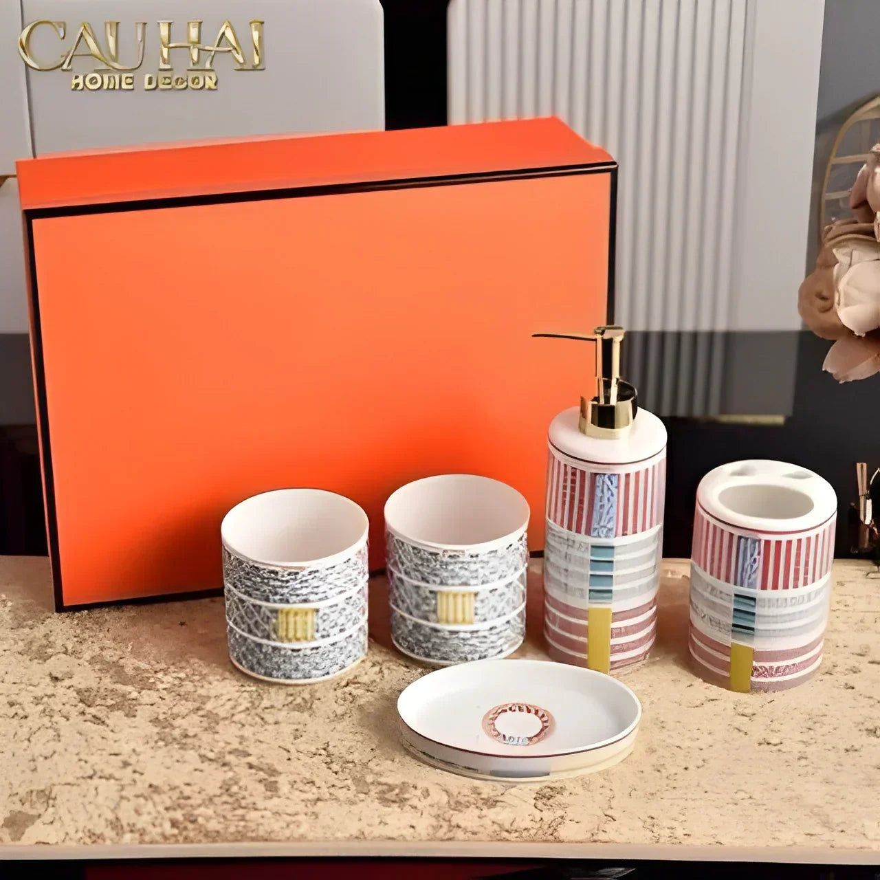 Maison Couture - Set Nhà Tắm Henderson - Pearl White Porcelain Bathroom Vanity 4Pcs-CẬU HAI HOME DECOR