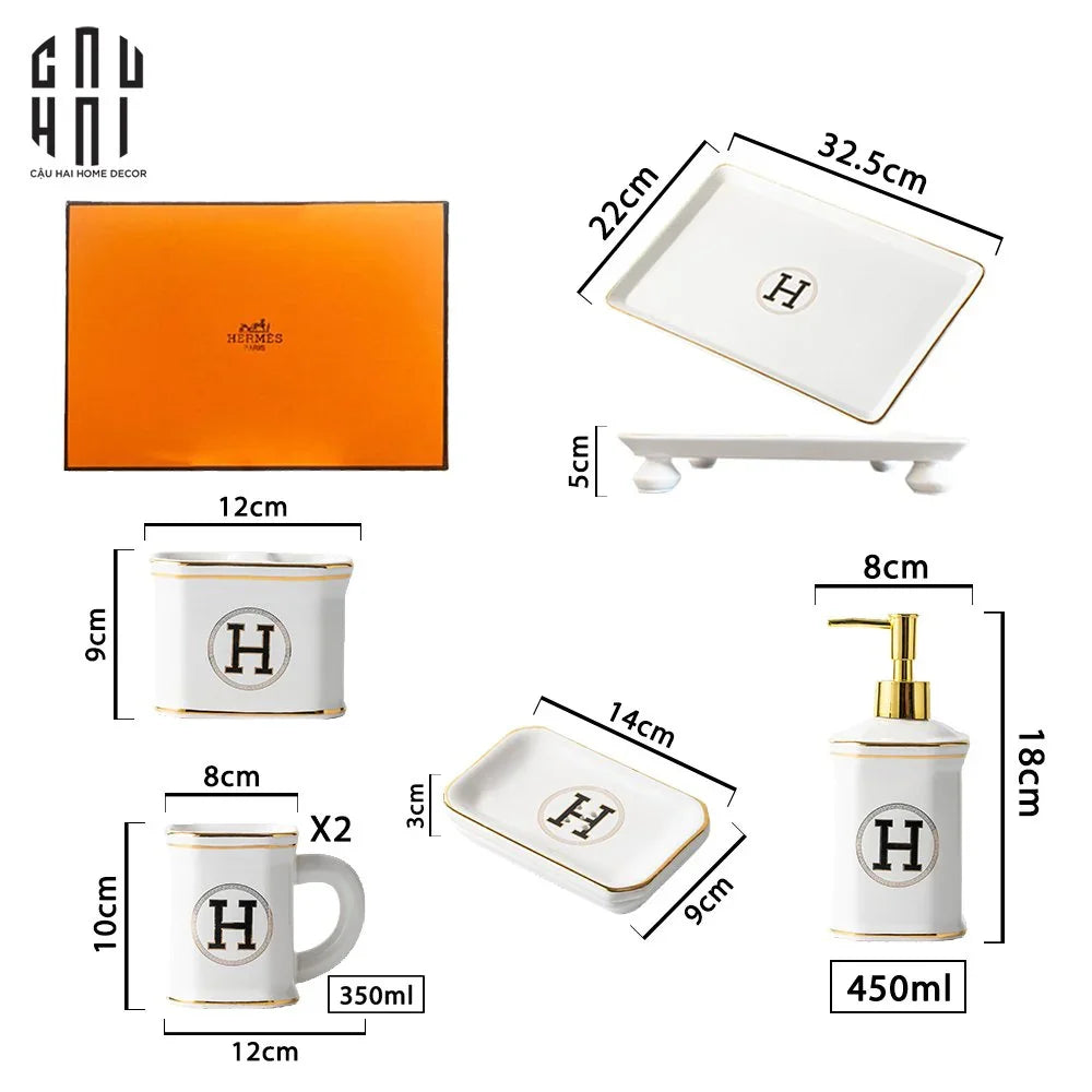 Maison Couture - Set Nhà Tắm Henderson - Pearl White Porcelain Bathroom Vanity 4Pcs-CẬU HAI HOME DECOR