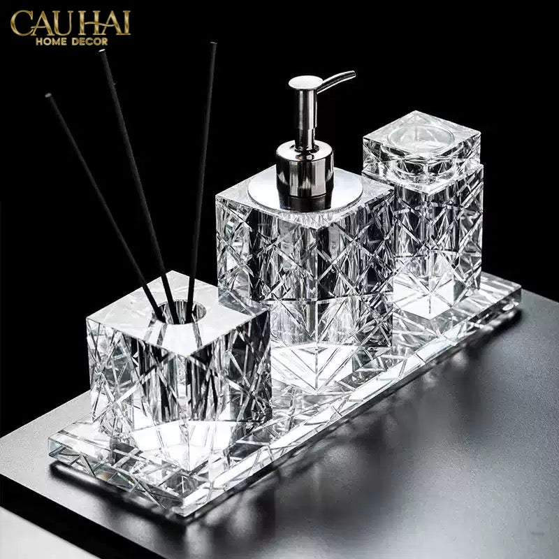 Maison Couture - Set Nhà Tắm Pha Lê Lumière Cristalleries Bathroom Vanity Set - Cannage Facetté Set 4pcs-CẬU HAI HOME DECOR