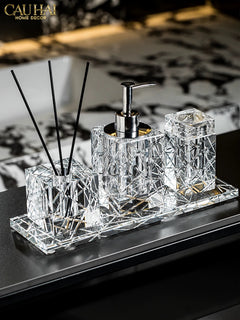 Maison Couture - Set Nhà Tắm Pha Lê Lumière Cristalleries Bathroom Vanity Set - Cannage Facetté Set 4pcs-CẬU HAI HOME DECOR