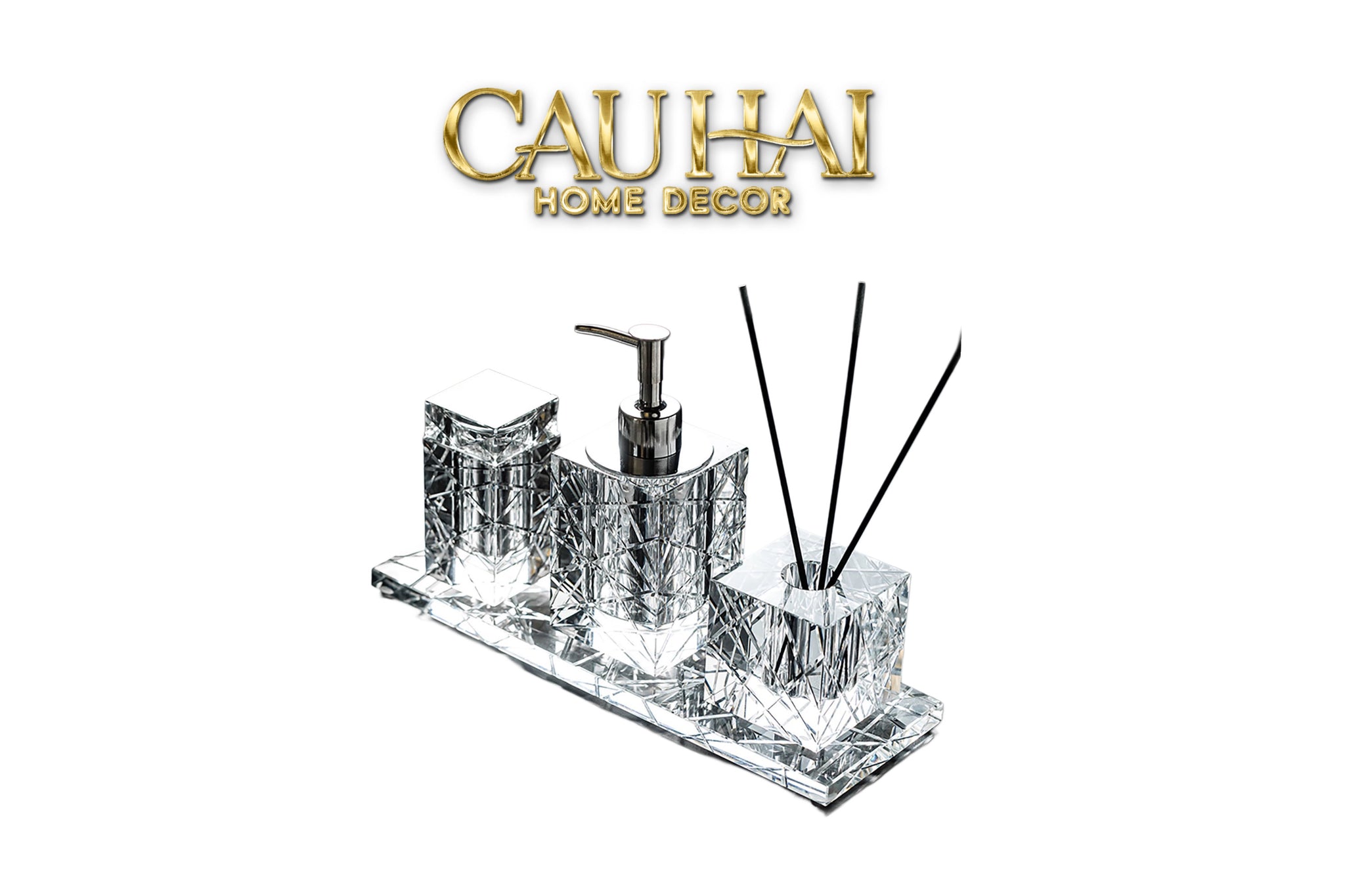 Maison Couture - Set Nhà Tắm Pha Lê Lumière Cristalleries Bathroom Vanity Set - Cannage Facetté Set 4pcs-CẬU HAI HOME DECOR