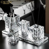 Maison Couture - Set Nhà Tắm Pha Lê Lumière Cristalleries Bathroom Vanity Set - Smoky Cannage Facetté Set 4pcs-CẬU HAI HOME DECOR