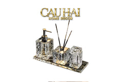 Maison Couture - Set Nhà Tắm Pha Lê Lumière Cristalleries Bathroom Vanity Set - Smoky Cannage Facetté Set 4pcs-CẬU HAI HOME DECOR