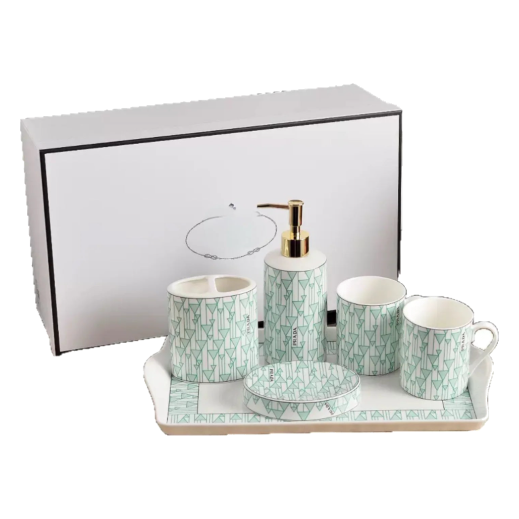 Maison Couture - Set nhà tắm PRD 6 Món PRD Class - Vienna Green Bathroom Vanities Porcelain Trays 6pcs-PHỤ KIỆN NHÀ TẮM-CẬU HAI HOME DECOR-CẬU HAI HOME DECOR