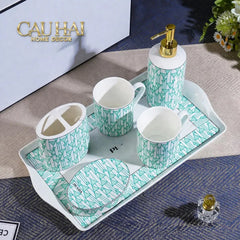 Maison Couture - Set nhà tắm PRD 6 Món PRD Class - Vienna Green Bathroom Vanities Porcelain Trays 6pcs-CẬU HAI HOME DECOR