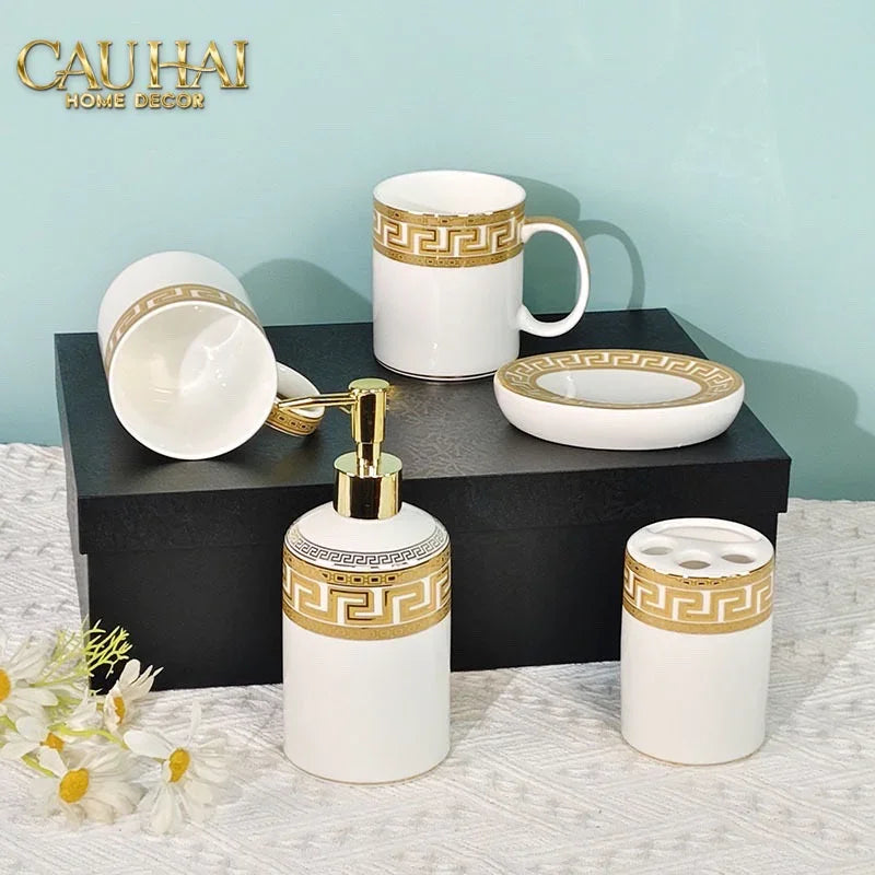Maison Couture - Set Nhà Tắm V Class Medusa Golden Greek Key Bathroom Vanity 5Pcs-CẬU HAI HOME DECOR