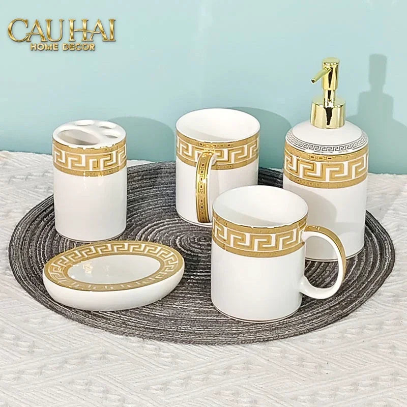 Maison Couture - Set Nhà Tắm V Class Medusa Golden Greek Key Bathroom Vanity 5Pcs-CẬU HAI HOME DECOR