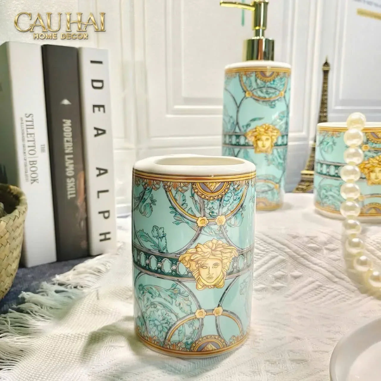 Maison Couture - Set Nhà Tắm V Class Medusa Golden Greek Key Bathroom Vanity 5Pcs-CẬU HAI HOME DECOR