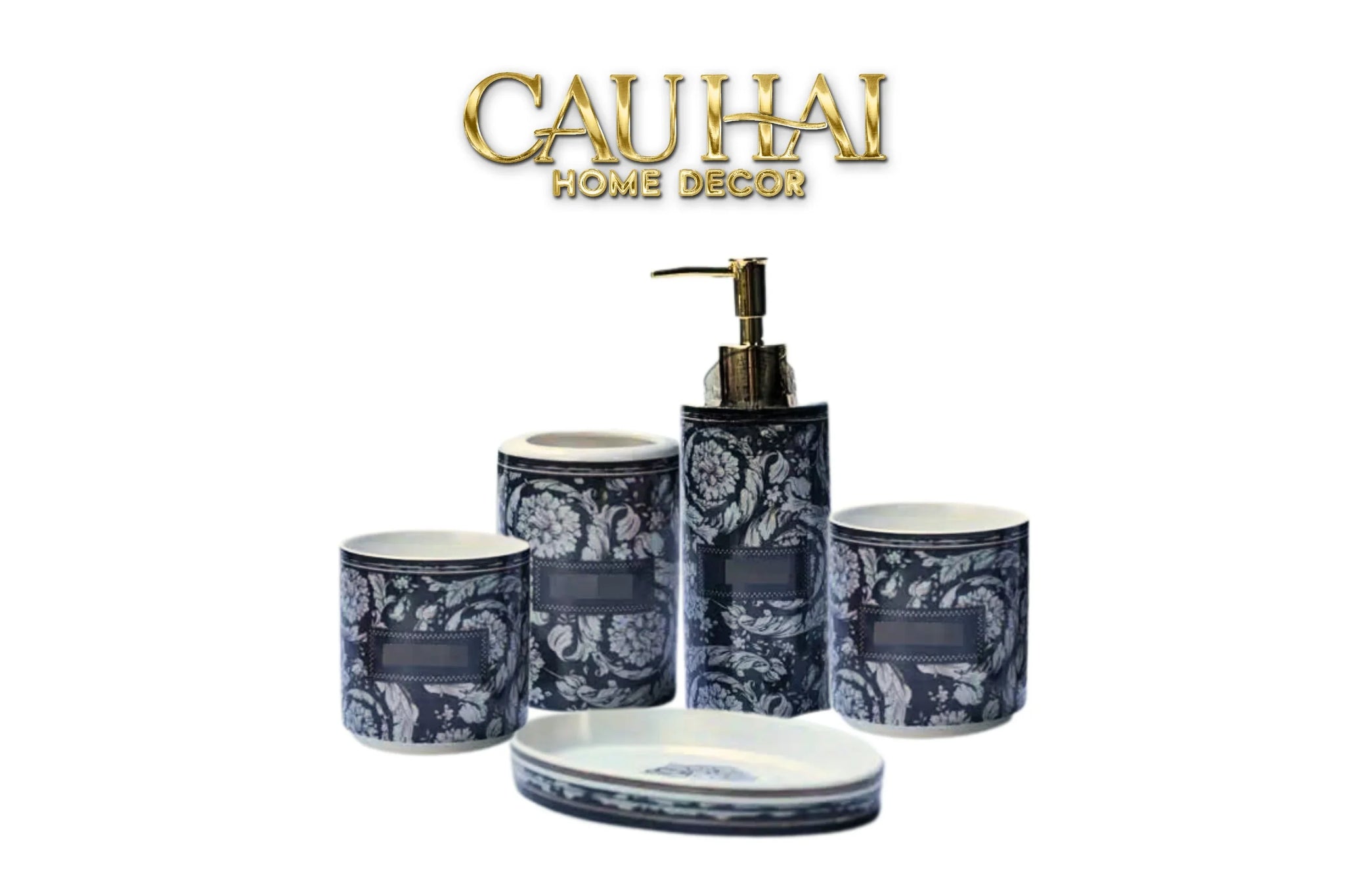 Maison Couture - Set Nhà Tắm V Class Medusa Graphiite Barocco Haze 5Pcs-CẬU HAI HOME DECOR