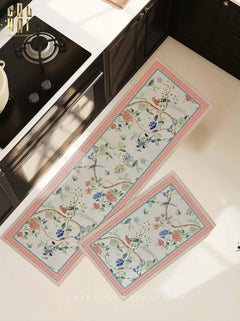 Maison Couture - Set Thảm Bếp Da Cao Cấp 45X75/150 La Muse Pink Plush Jardin-CẬU HAI HOME DECOR