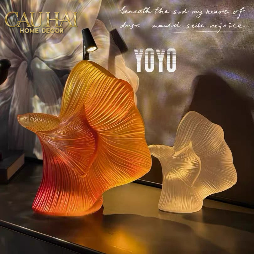 Maison Couture - Set Tượng Cá Nghệ Thuật Betta Resin Lumière Wave Amber Blanc-CẬU HAI HOME DECOR-CẬU HAI HOME DECOR