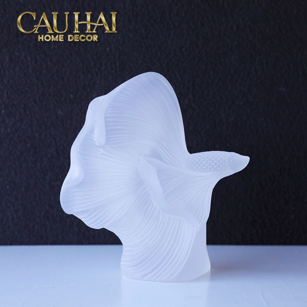Maison Couture - Set Tượng Cá Nghệ Thuật Betta Resin Lumière Wave Amber Blanc-CẬU HAI HOME DECOR-CẬU HAI HOME DECOR