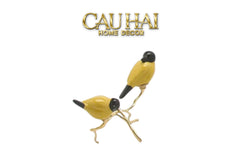 Maison Couture - Set Tượng Đôi Chim Sứ Tráng Men Impérial Oriole Duo – Gilded Bird Of Dynasty Sculptural-CẬU HAI HOME DECOR