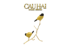 Maison Couture - Set Tượng Đôi Chim Sứ Tráng Men Impérial Oriole Duo – Gilded Bird Of Dynasty Sculptural-CẬU HAI HOME DECOR