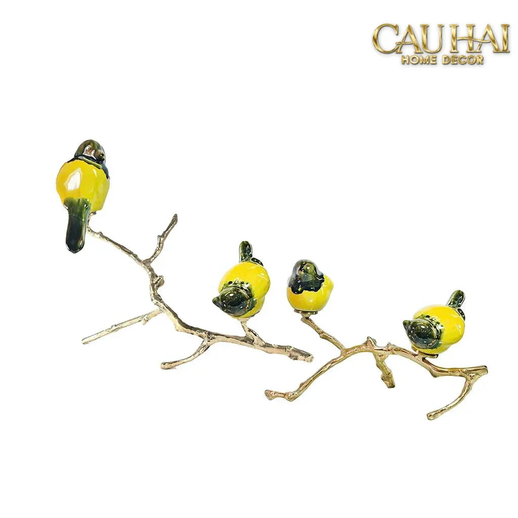 Maison Couture - Set Tượng Đôi Chim Sứ Tráng Men Impérial Oriole Duo – Gilded Bird Of Dynasty Sculptural-CẬU HAI HOME DECOR