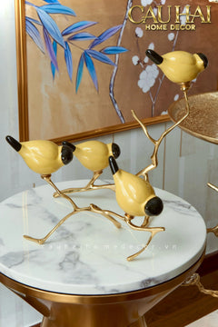 Maison Couture - Set Tượng Đôi Chim Sứ Tráng Men Impérial Oriole Duo – Gilded Bird Of Dynasty Sculptural-CẬU HAI HOME DECOR