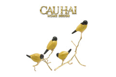 Maison Couture - Set Tượng Đôi Chim Sứ Tráng Men Impérial Oriole Duo – Gilded Bird Of Dynasty Sculptural-CẬU HAI HOME DECOR