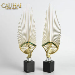 Maison Couture - Set Tượng Khổng Tước Éventail de l’Empereur Plumage de Paon H66-CẬU HAI HOME DECOR