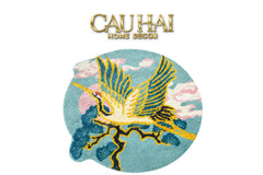 Maison Couture - Thảm Tròn Sợi Dệt D120 -Celestial Crane Nuage d’Azur Art Rugs-CẬU HAI HOME DECOR