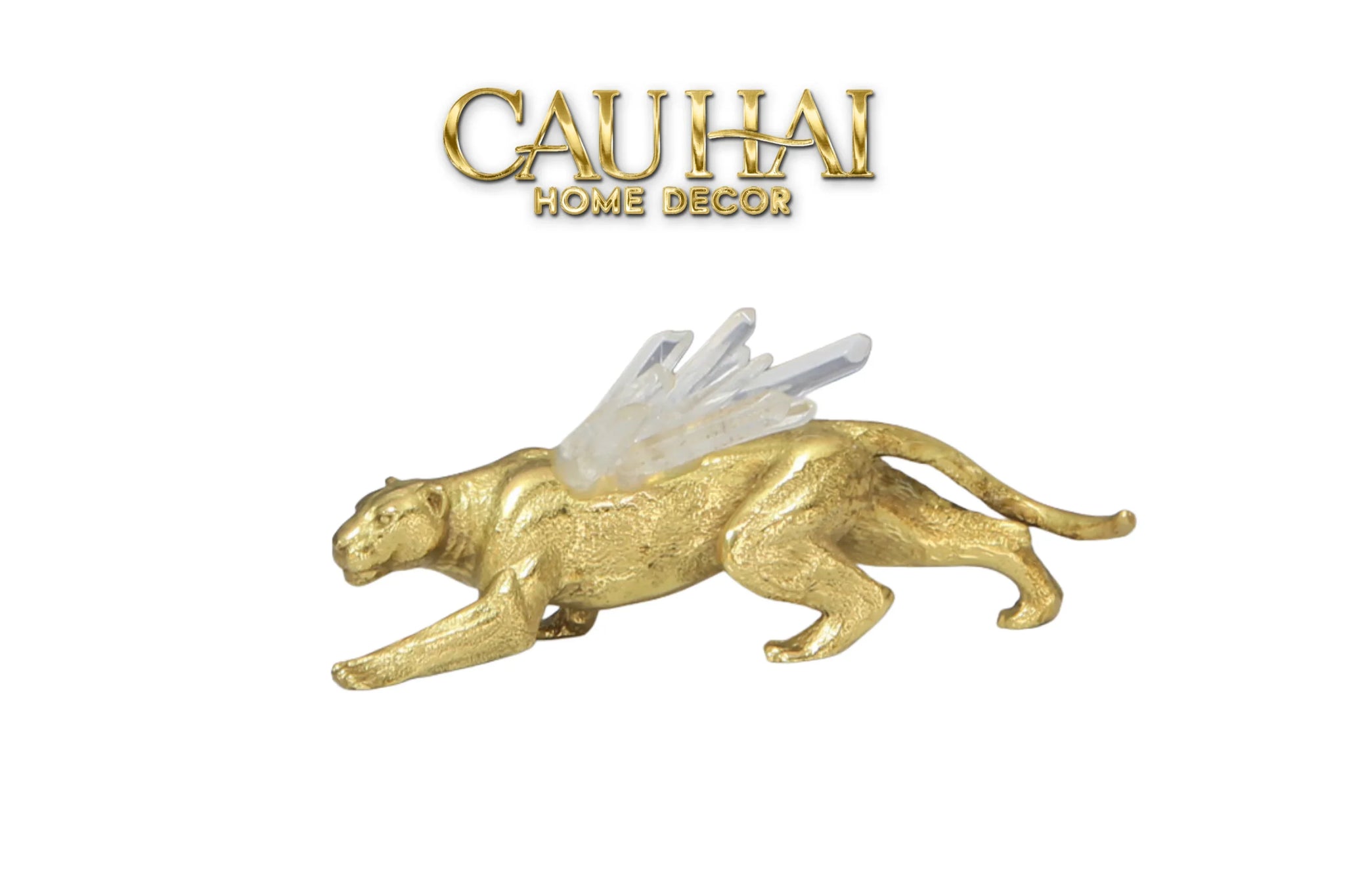 Maison Couture - Tượng Báo Bằng Đồng Đá Thạch Anh Celestial Quartz Panther D13-CẬU HAI HOME DECOR