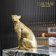 Maison Couture - Tượng Báo Bằng Đồng - Majetic Laiton Brasson Panther Ornaments 13x6.5x14-CẬU HAI HOME DECOR