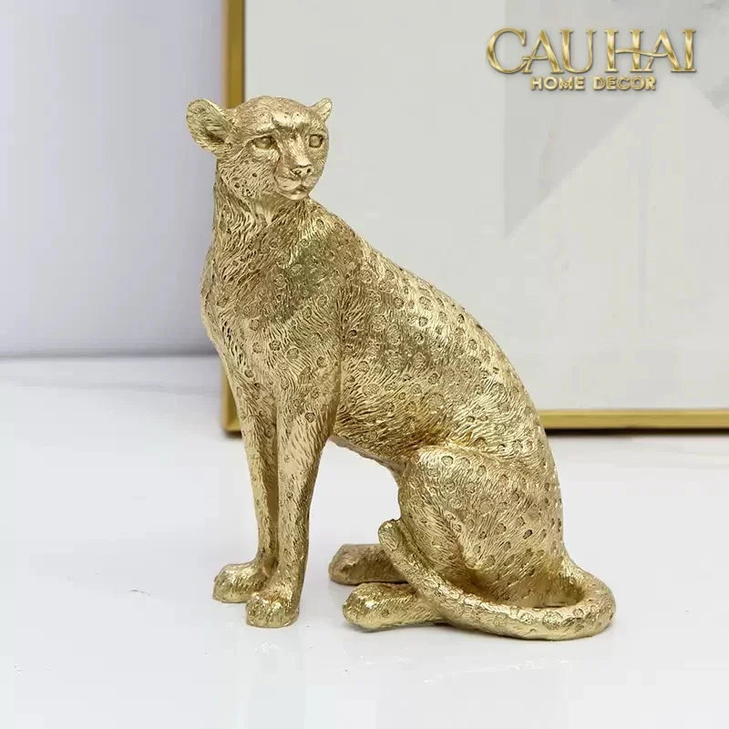 Maison Couture - Tượng Báo Bằng Đồng - Majetic Laiton Brasson Panther Ornaments 13x6.5x14-CẬU HAI HOME DECOR