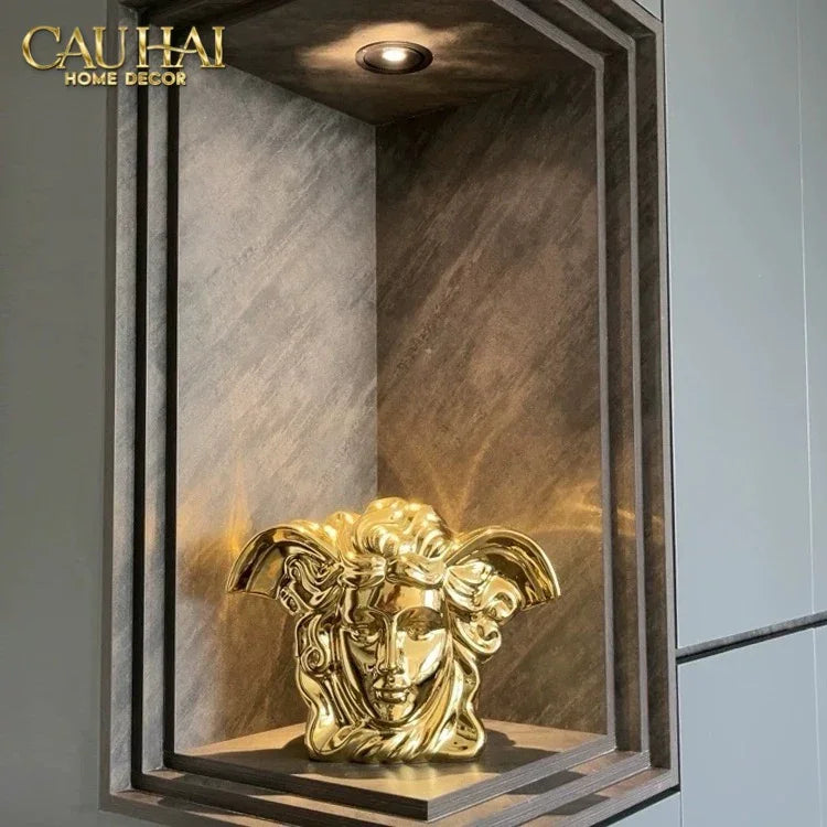 Maison Couture - Tượng Bình Hoa V Class Golden Goddess Medusa Fascination 20x34x22-CẬU HAI HOME DECOR