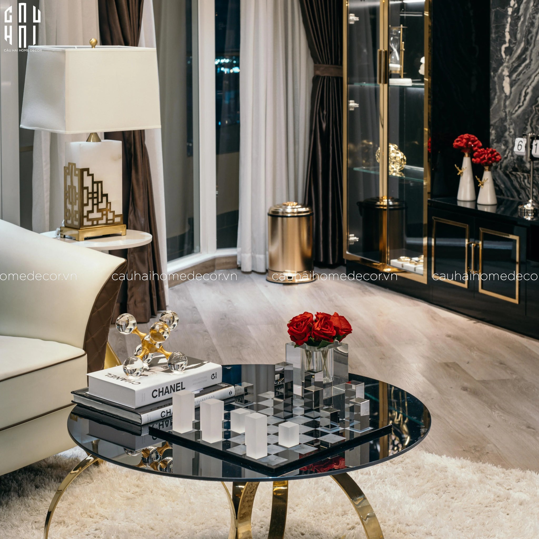 Maison Couture - Tượng Bộ Bàn Cờ Pha Lê Majestic Cristalleries Chess 37x37x9-CẬU HAI HOME DECOR