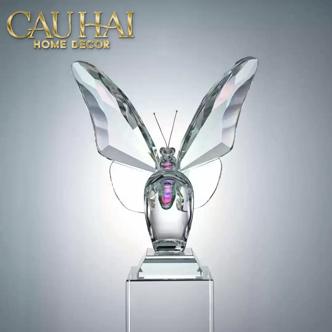 Maison Couture - Tượng Bướm Pha Lê Cristaleries Papillon d’Opale 19x20.5-Tượng Pha Lê-CẬU HAI HOME DECOR-CẬU HAI HOME DECOR