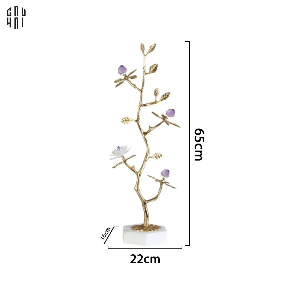Maison Couture - Tượng Cây Nở Hoa Bằng Đồng Đá Thạch Anh Trắng Brasson Quartz Golden Hesperides 22x65-CẬU HAI HOME DECOR