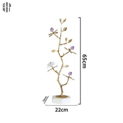 Maison Couture - Tượng Cây Nở Hoa Bằng Đồng Đá Thạch Anh Trắng Brasson Quartz Golden Hesperides 22x65-CẬU HAI HOME DECOR