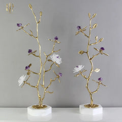 Maison Couture - Tượng Cây Nở Hoa Bằng Đồng Đá Thạch Anh Trắng Brasson Quartz Golden Hesperides 22x65-CẬU HAI HOME DECOR