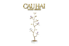 Maison Couture - Tượng Cây Nở Hoa Bằng Đồng Đá Thạch Anh Trắng Brasson Quartz Golden Hesperides 22x65-CẬU HAI HOME DECOR