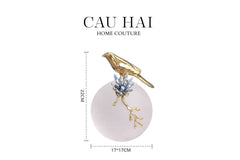 Maison Couture - Tượng Chim Bằng Đồng Quả Cầu Pha Lê Brasson Nightingale Cristalleries Orb 17x17x22-CẬU HAI HOME DECOR
