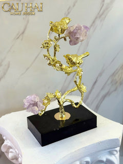 Maison Couture - Tượng Chim Hoàng Yến Golden Canary Améthyste 9x15x28-CẬU HAI HOME DECOR