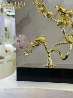 Maison Couture - Tượng Chim Hoàng Yến Golden Canary Améthyste 9x15x28-CẬU HAI HOME DECOR
