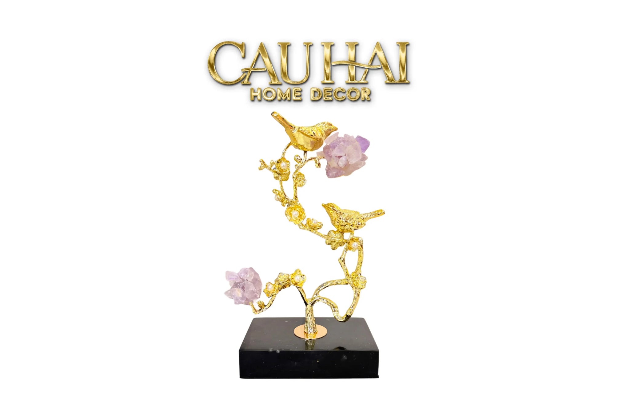 Maison Couture - Tượng Chim Hoàng Yến Golden Canary Améthyste 9x15x28-CẬU HAI HOME DECOR