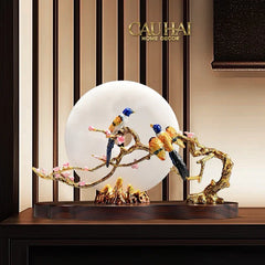 Maison Couture - Tượng Đá Cẩm Thạch Trắng Bạch Ngọc Hoàng Yến - Dynasty White Jade Canary 23x37x14-CẬU HAI HOME DECOR