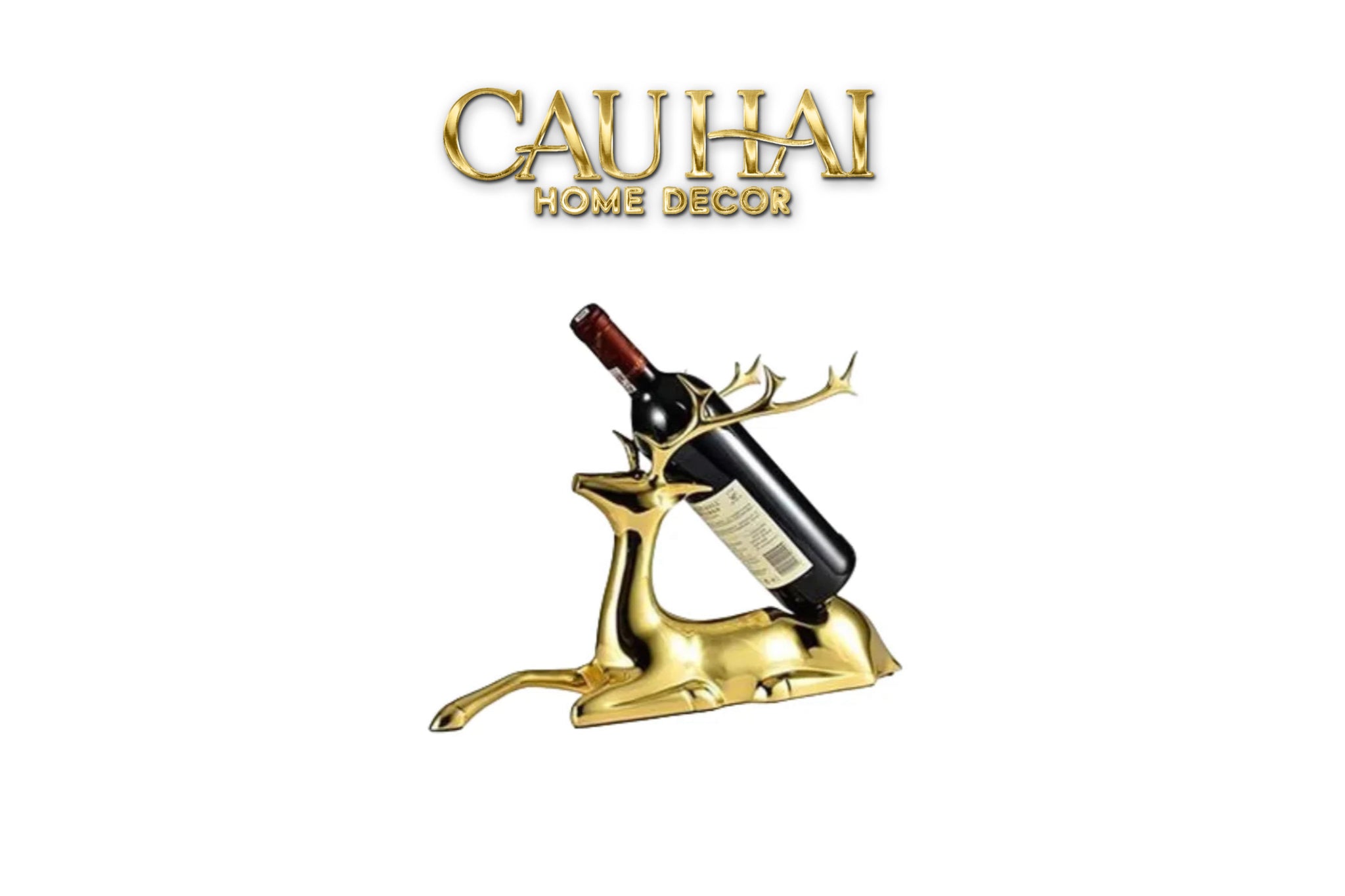 Maison Couture - Tượng Đế Đỡ Rượu Hươu Đồng Brasson Premium Wine Holder - Mythical Goddess Elk Ss25-CẬU HAI HOME DECOR