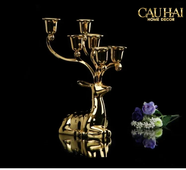 Maison Couture - Tượng Đế Nến Hươu Nằm Royal Antler Impérial Straight Ahead 26x21-CẬU HAI HOME DECOR