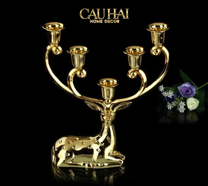 Maison Couture - Tượng Đế Nến Hươu Sừng Nằm - Royal Antler Impérial Candle Holder-CẬU HAI HOME DECOR