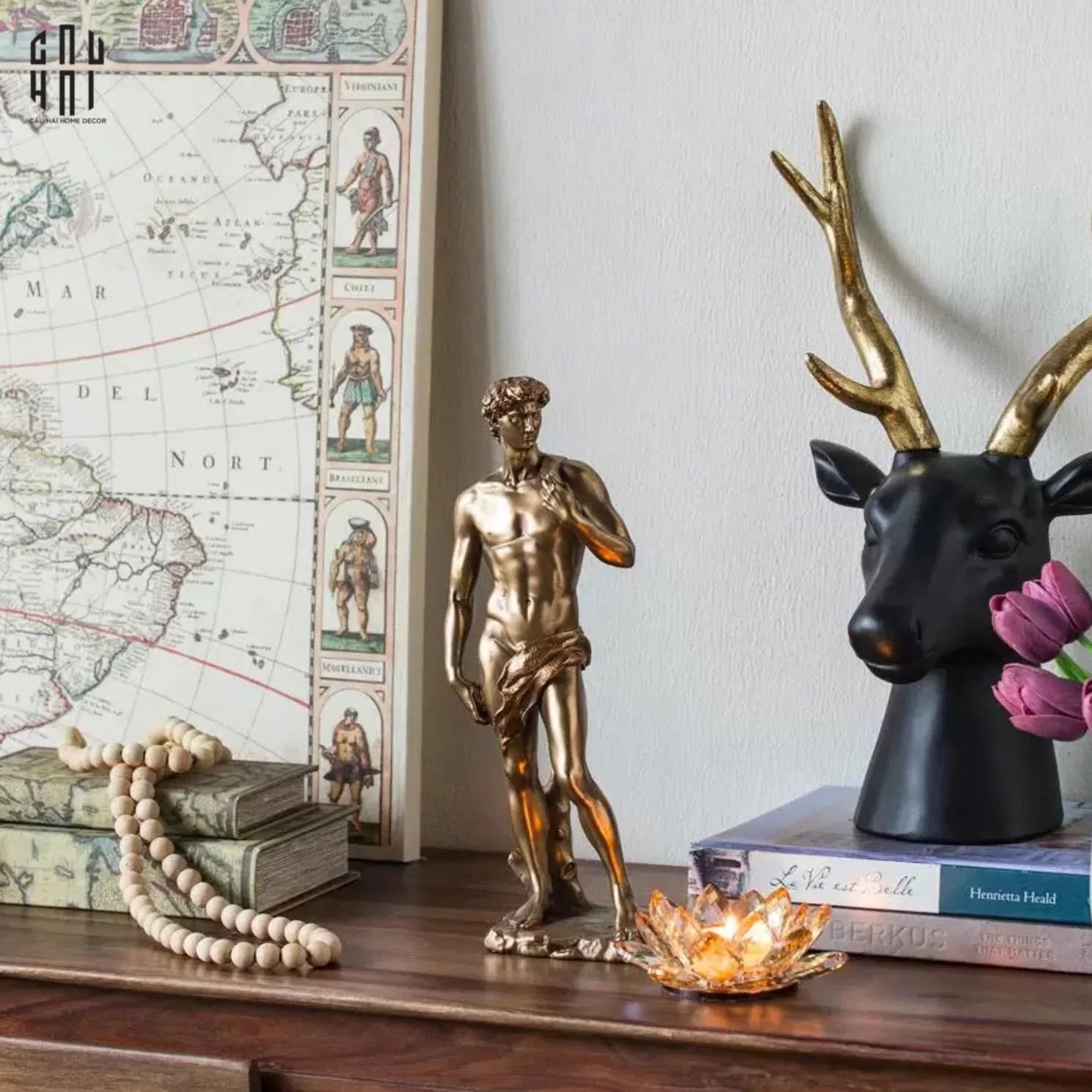 Maison Couture - Tượng Điêu Khắc Bằng Đồng David De Michelangelo 10x34-CẬU HAI HOME DECOR